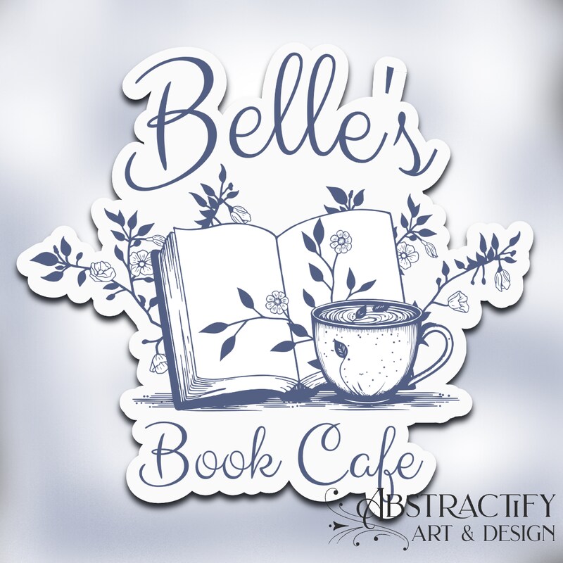 Belle's Book Cafe Sticker - Water-Resistant Matte, Water-Resistant Holographic, or Glitter Sticker Options